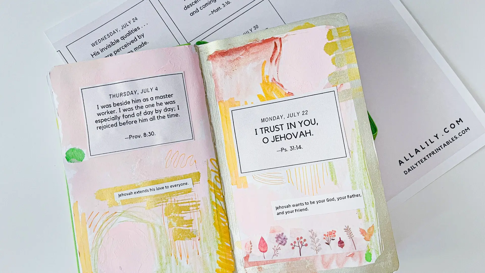free daily text printables