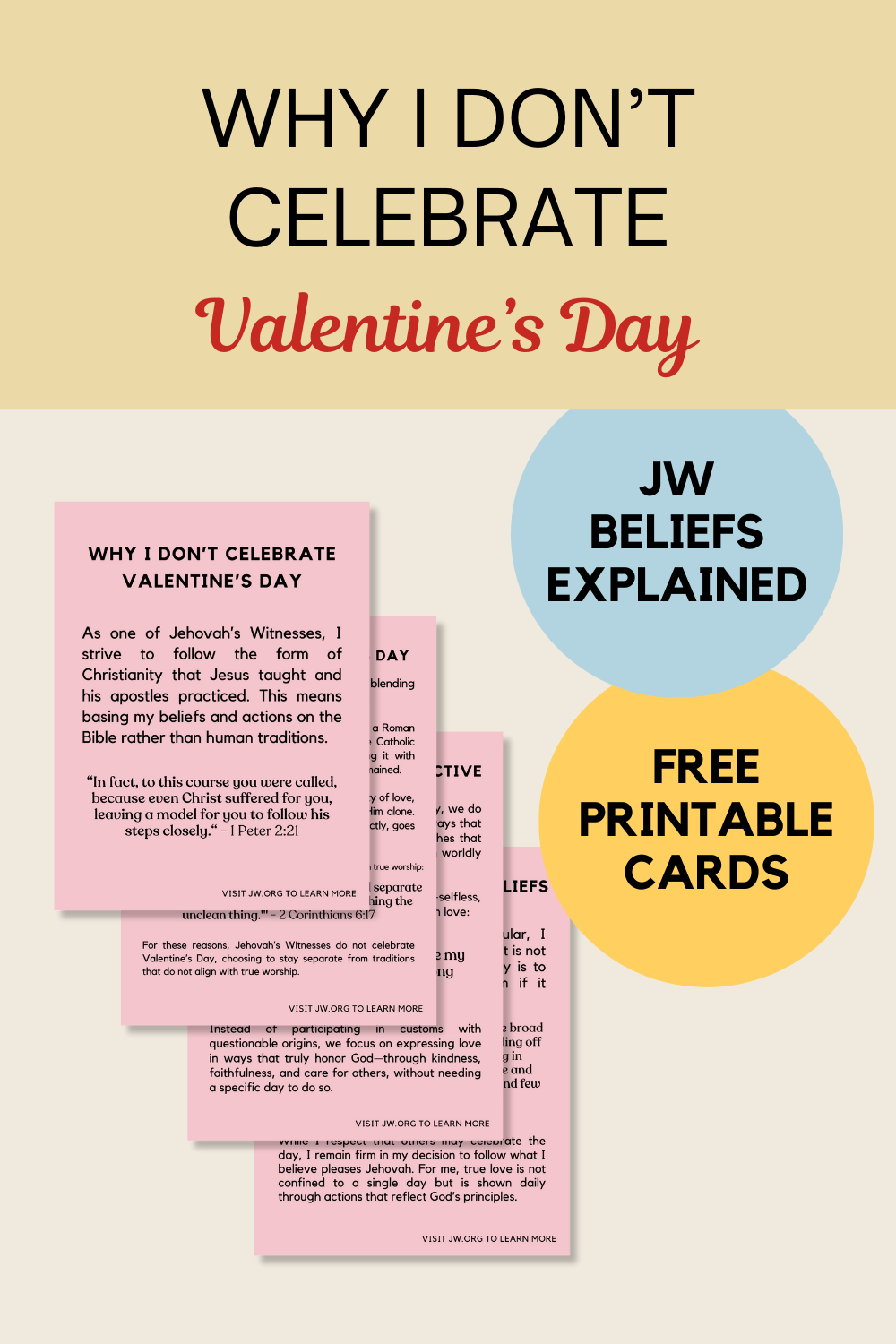 Why I Don\'t Celebrate Valentine\'s Day, free printable cards