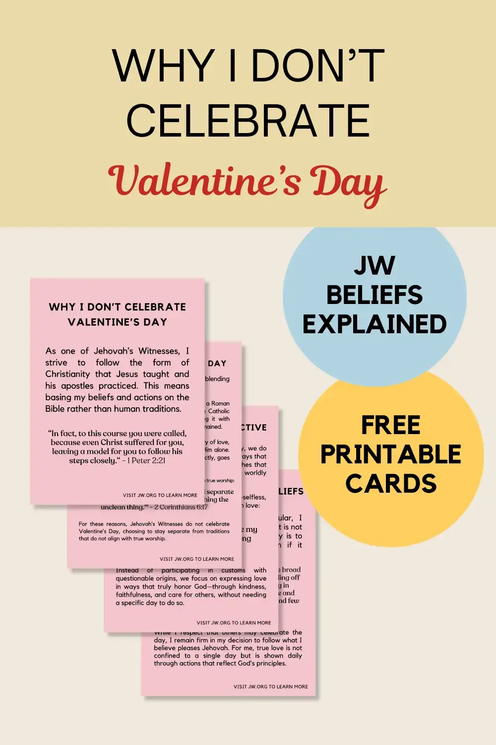 Why I Don\'t Celebrate Valentine\'s Day, free printable cards