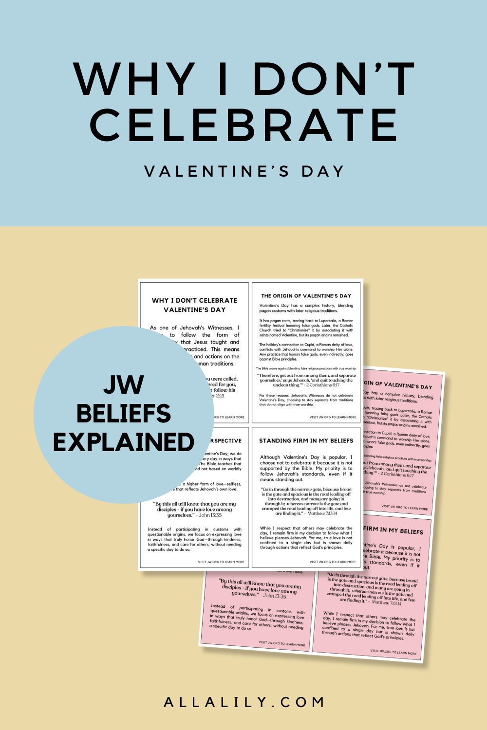 Why I Don\'t Celebrate Valentine\'s Day, free printable cards